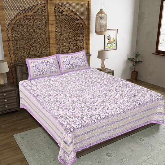 100% Cotton King Size Bedsheet with 2 Pillow Cover