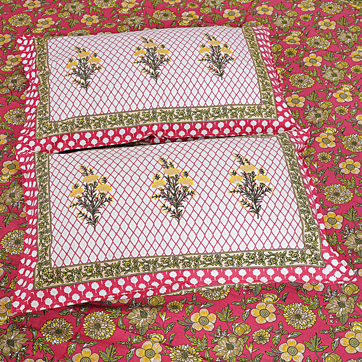 100% Cotton King Size Bedsheet with 2 Pillow Cover