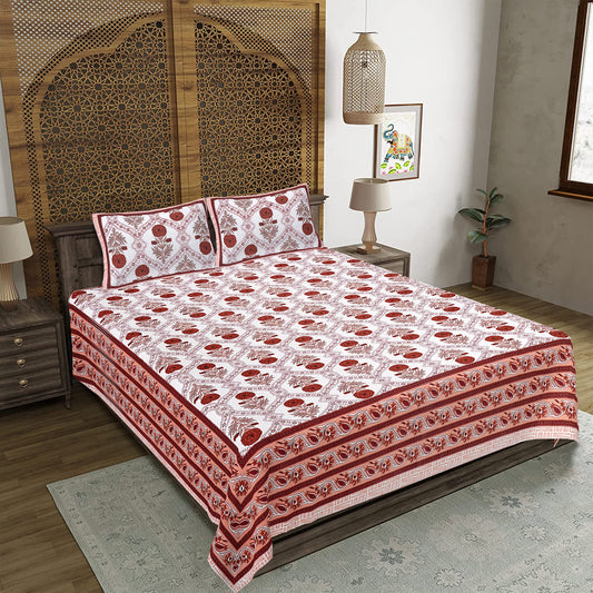 100% Cotton King Size Bedsheet with 2 Pillow Cover