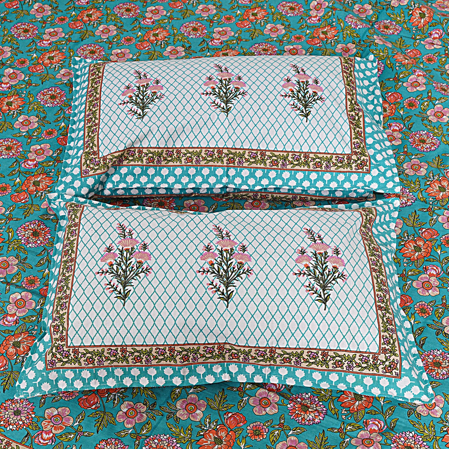 100% Cotton King Size Bedsheet with 2 Pillow Cover