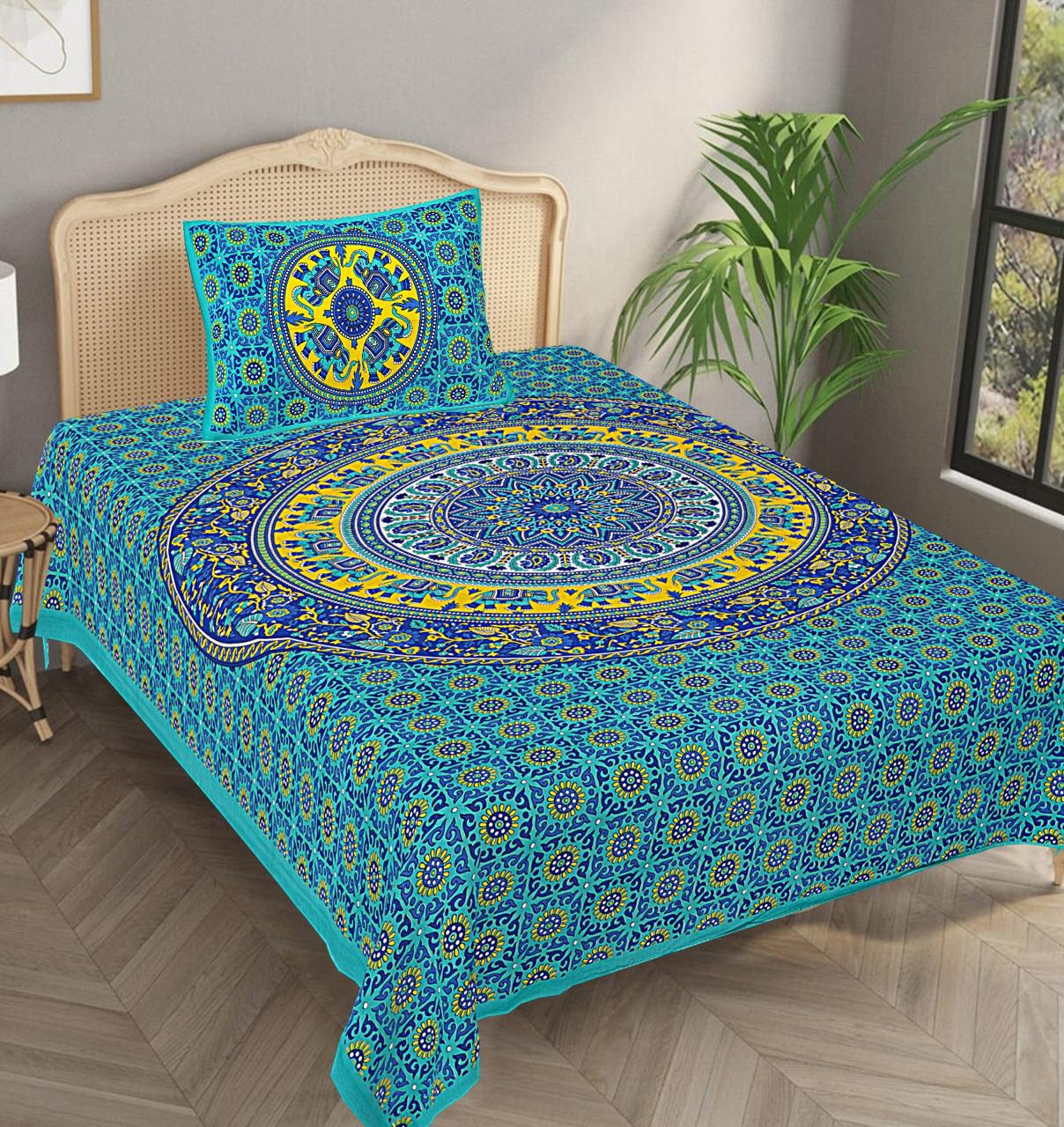 Jaipuri 100% Cotton Single Bedsheet