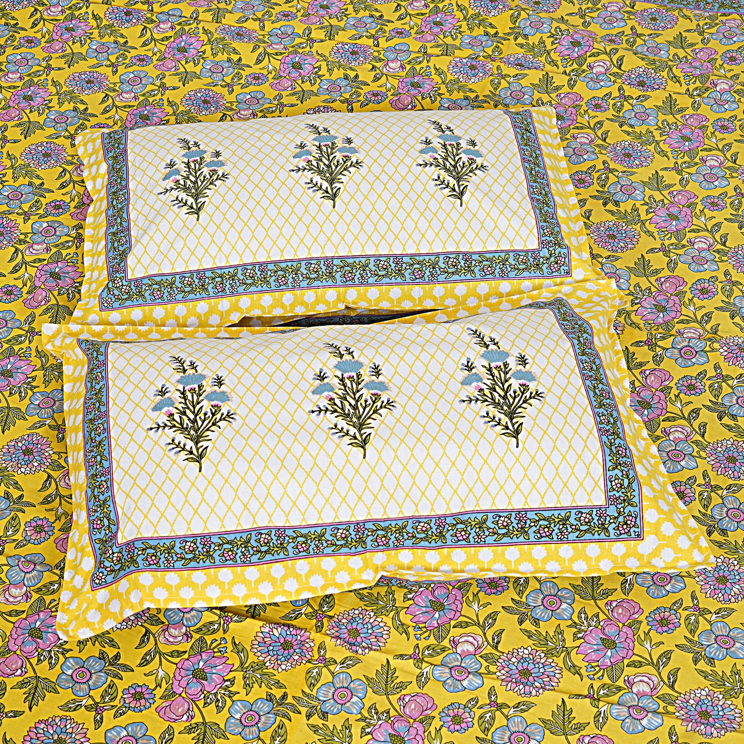100% Cotton King Size Bedsheet with 2 Pillow Cover