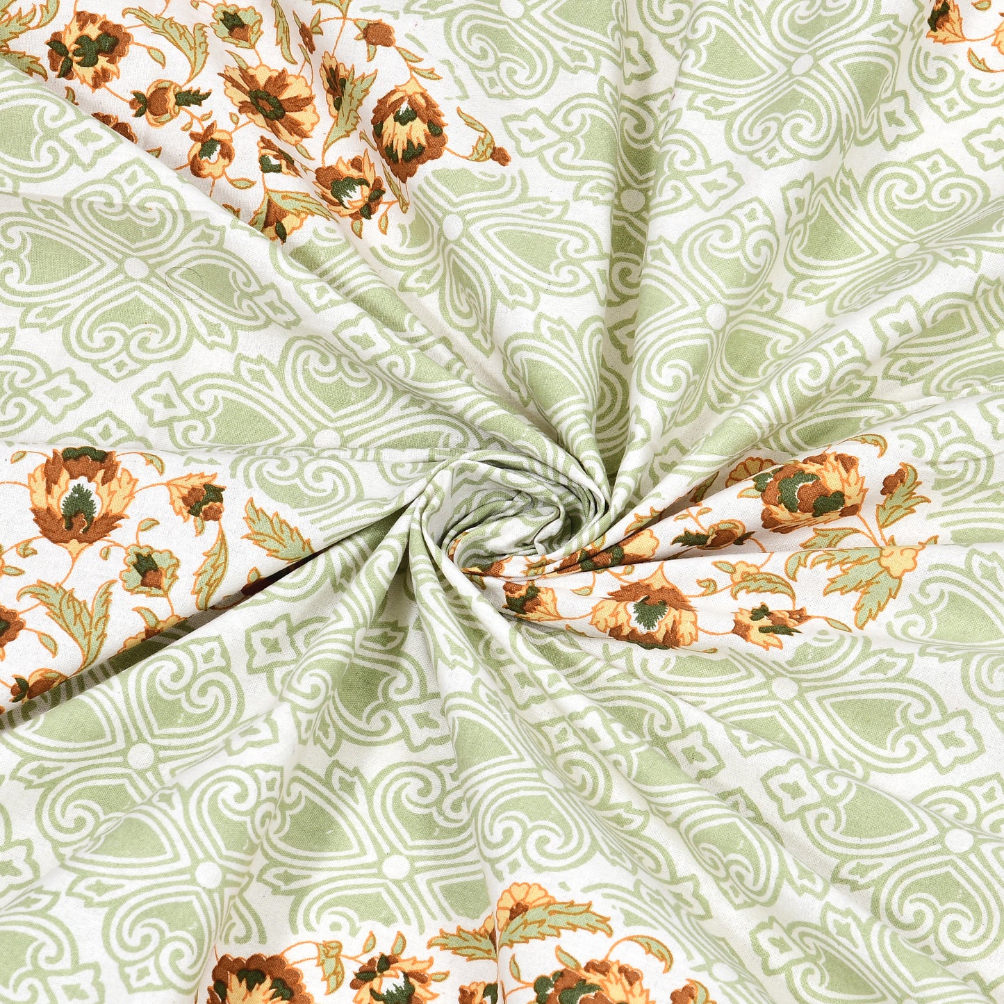 Royal Sanganeri Block Print 100% Cotton King Size Bedsheet with 2 Pillow Cover Set