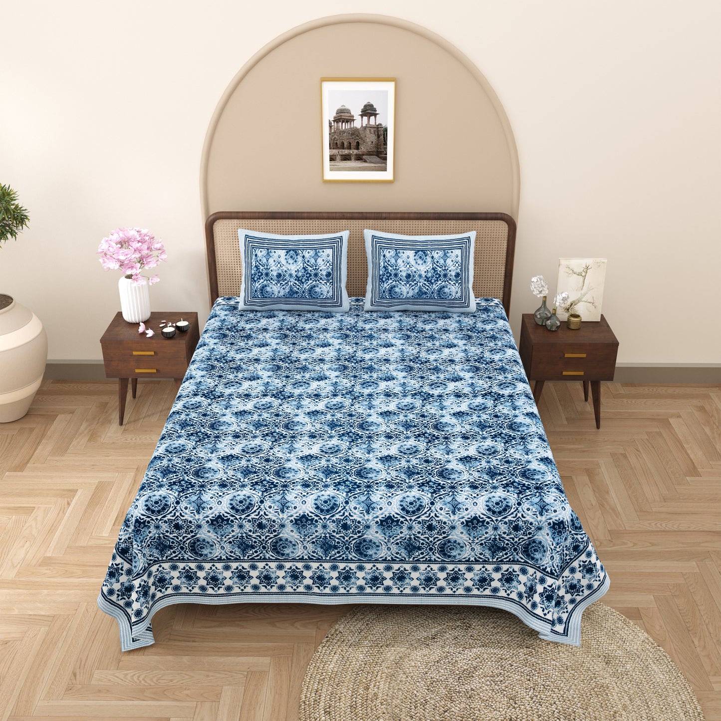 100% Cotton King Size Bedsheet with 2 Pillow Cover