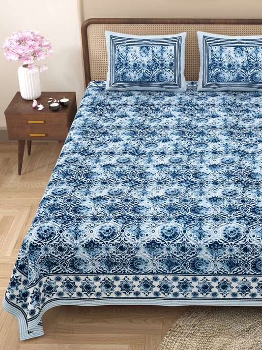 100% Cotton King Size Bedsheet with 2 Pillow Cover
