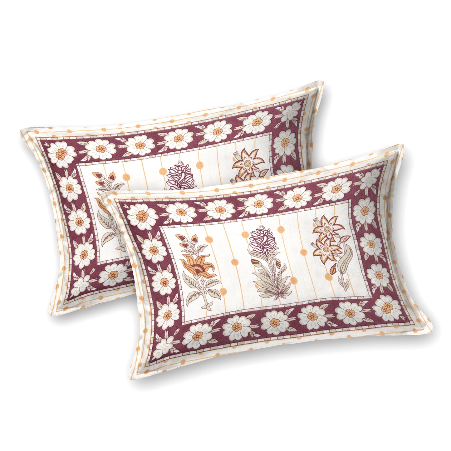 100% Cotton King Size Bedsheet with 2 Pillow Cover Set