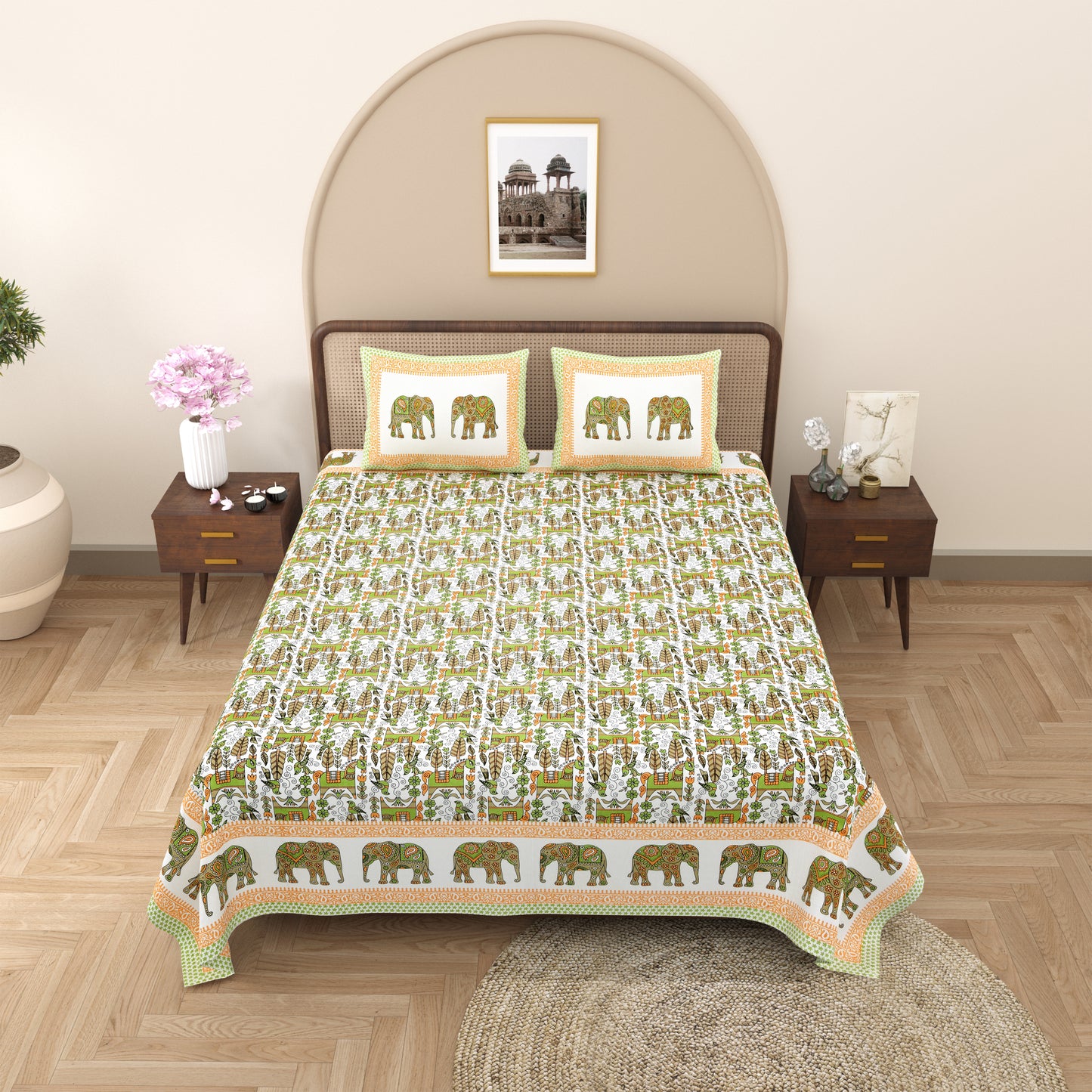 100% Cotton King Size Bedsheet with 2 Pillow Cover