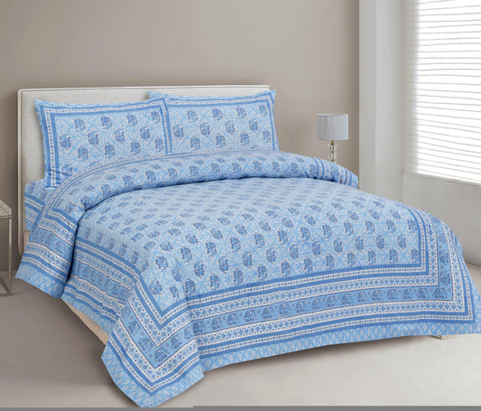 New Collection New Elephant prints  100% Cotton King Size Bedsheet with 2 Pillow Cover Set