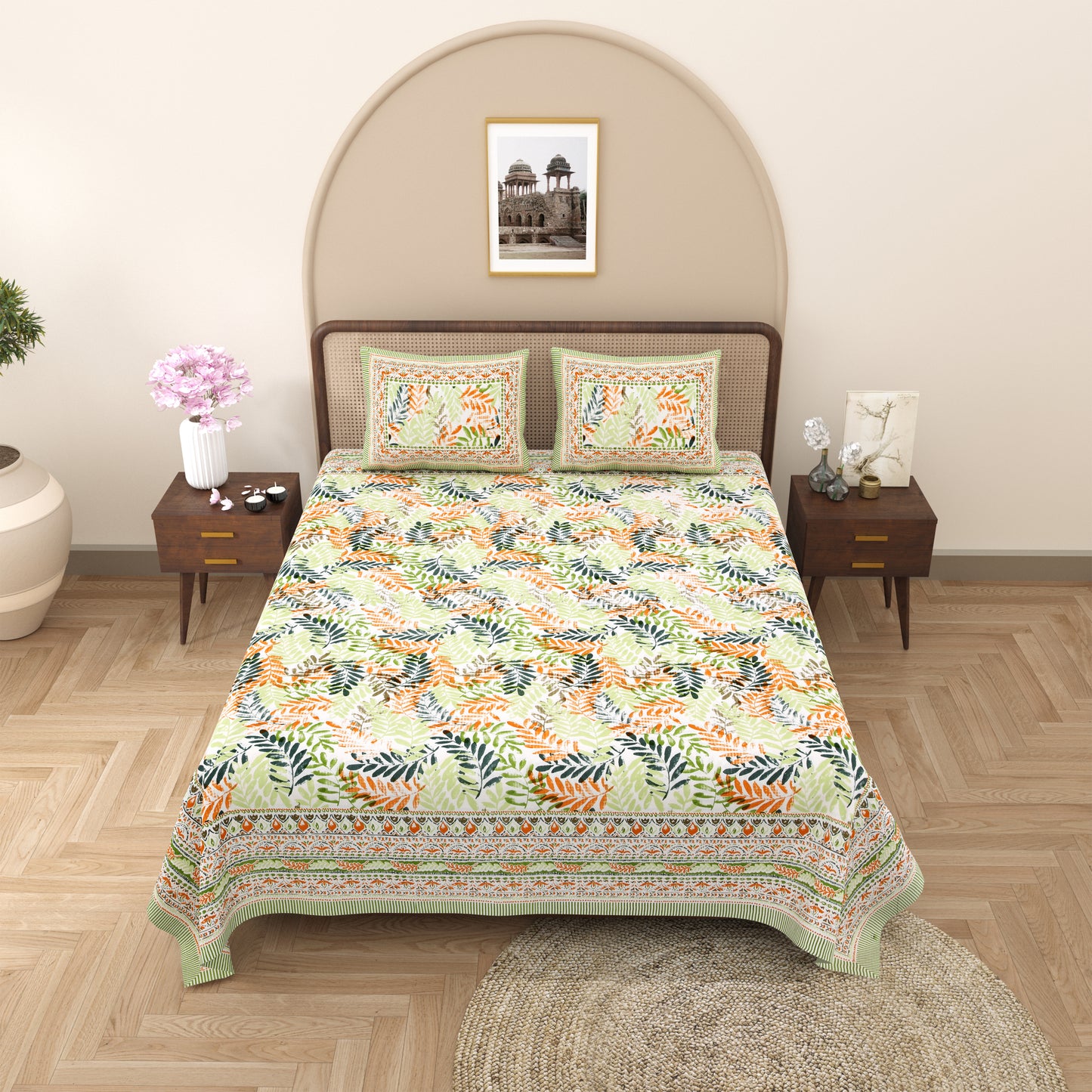 100% Cotton King Size Bedsheet with 2 Pillow Cover