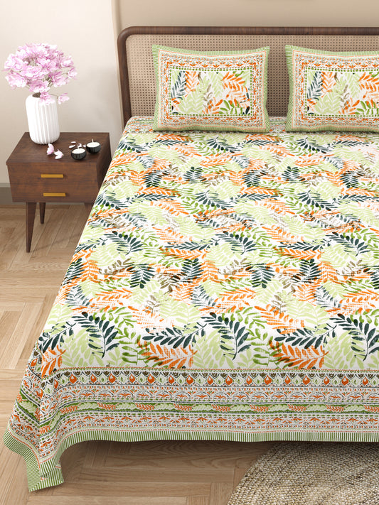 100% Cotton King Size Bedsheet with 2 Pillow Cover Set