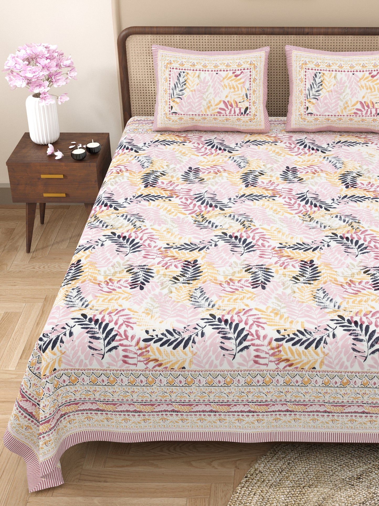 100% Cotton King Size Bedsheet with 2 Pillow Cover