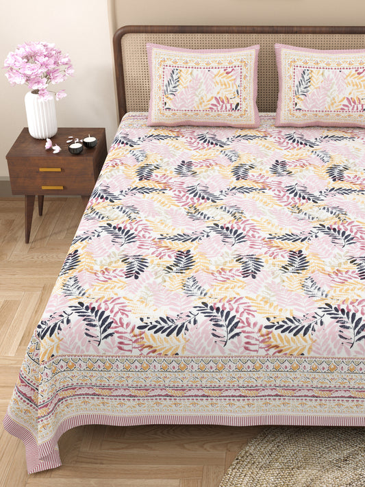 100% Cotton King Size Bedsheet with 2 Pillow Cover Set