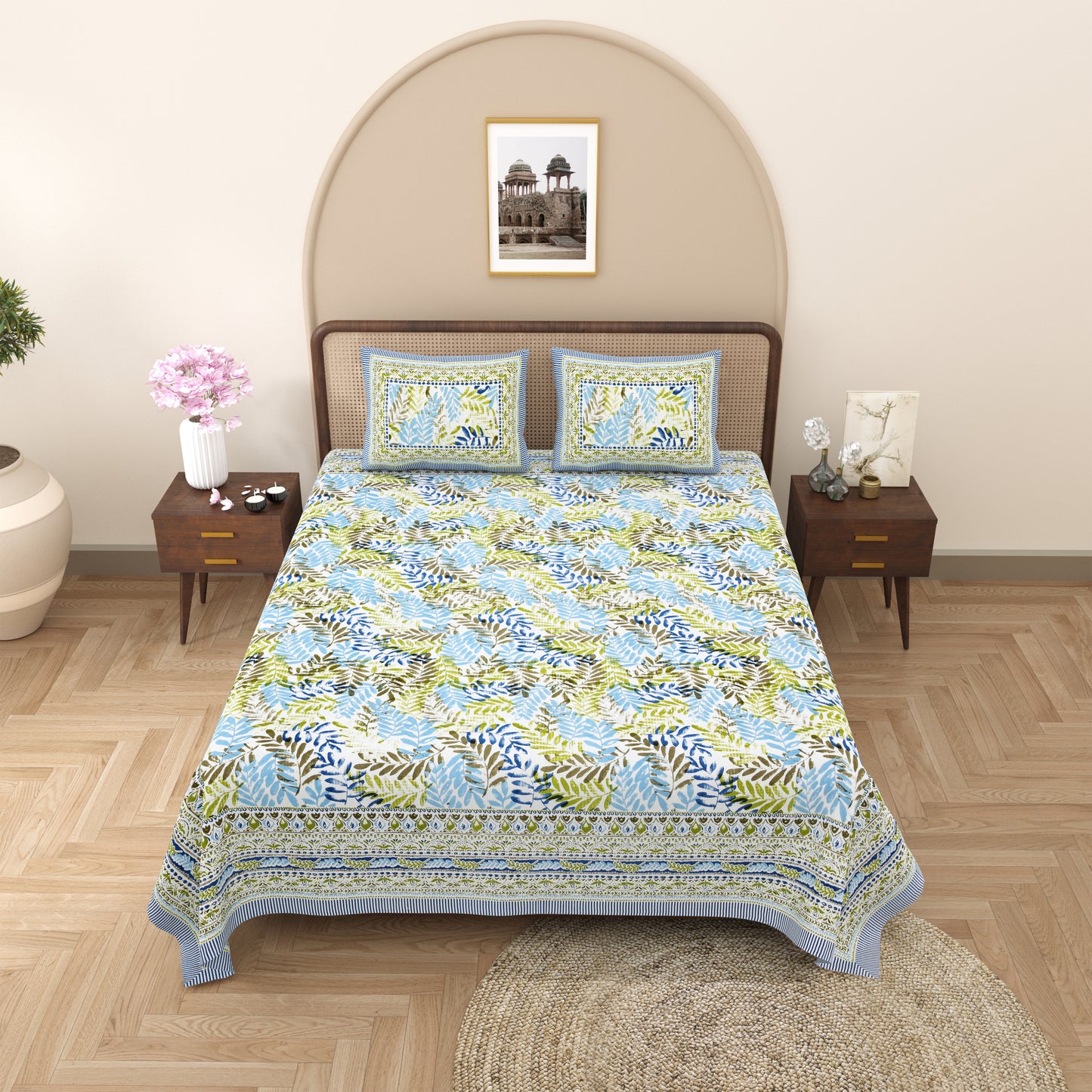 100% Cotton King Size Bedsheet with 2 Pillow Cover