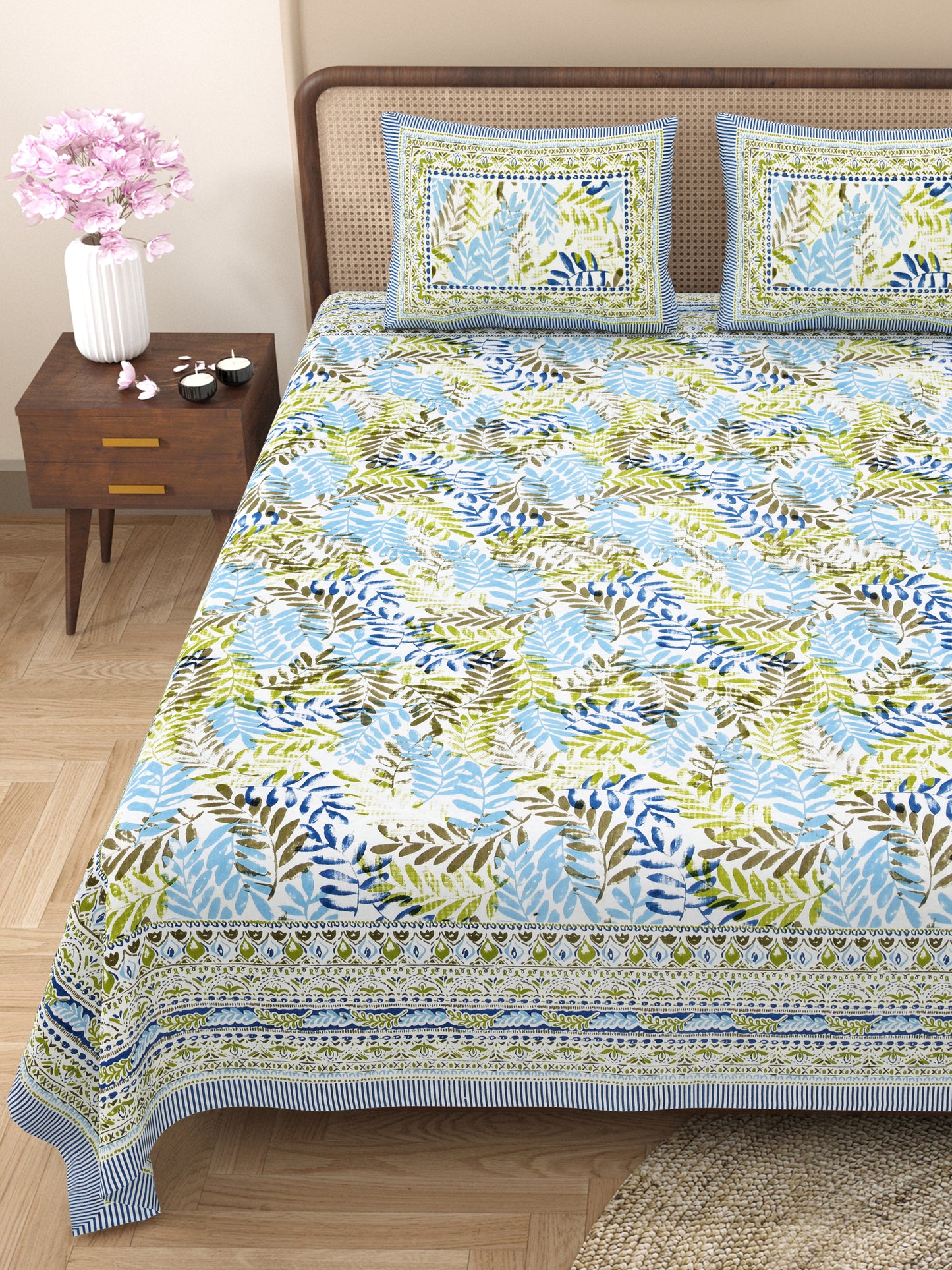 100% Cotton King Size Bedsheet with 2 Pillow Cover
