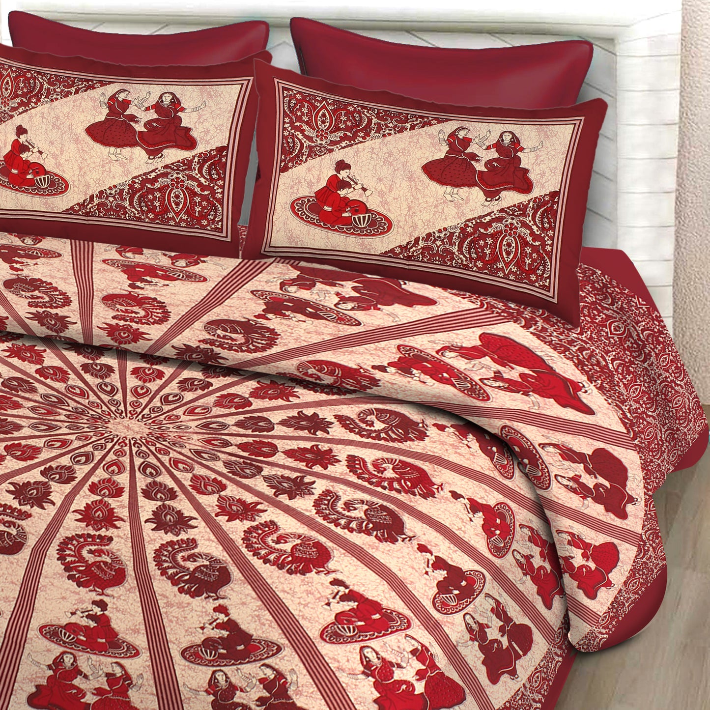 New collection Doll And Teda Mor 100% Cotton King Size Bedsheet with 2 Pillow Cover Set