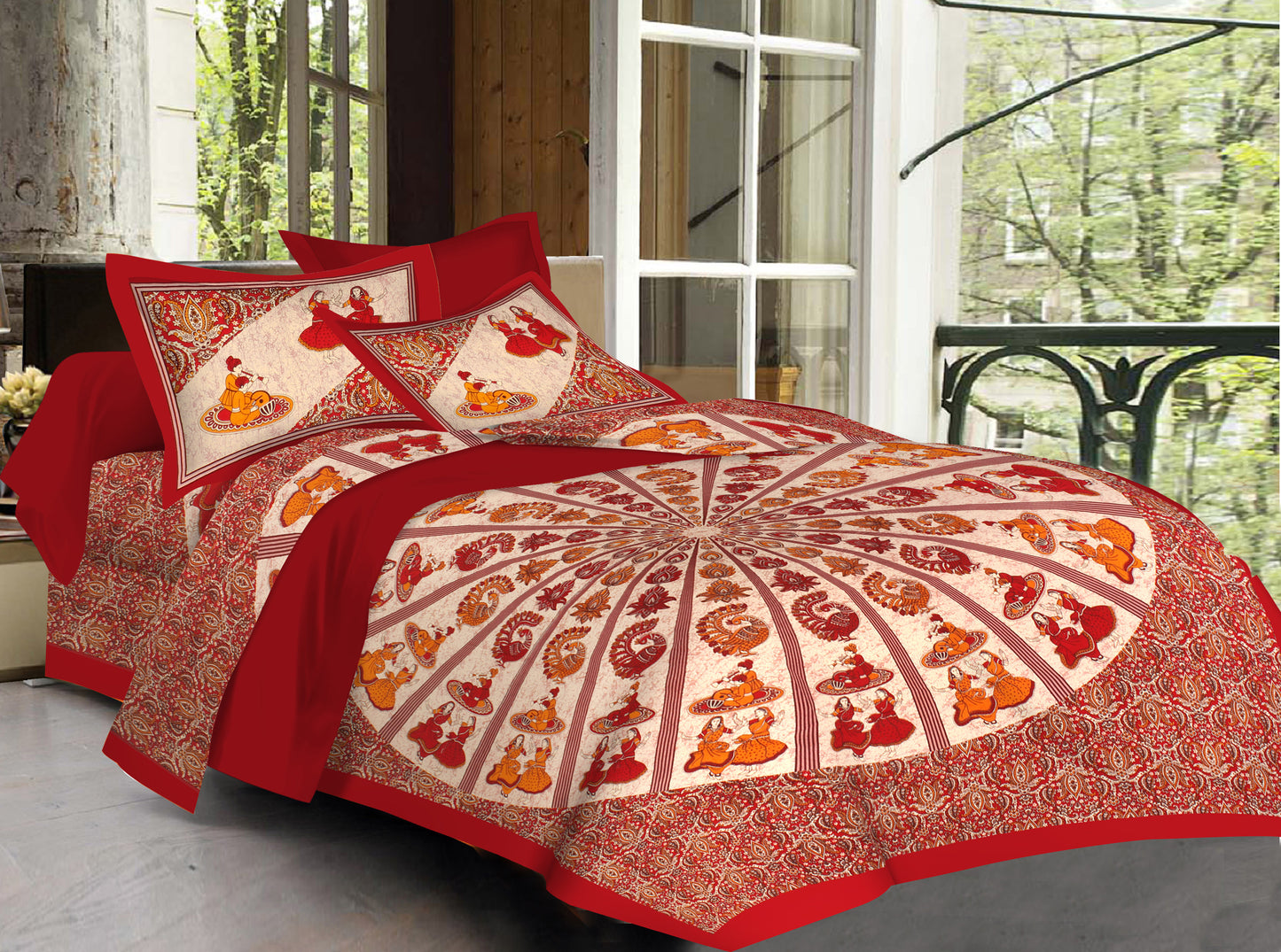 New collection Doll And Teda Mor 100% Cotton King Size Bedsheet with 2 Pillow Cover Set