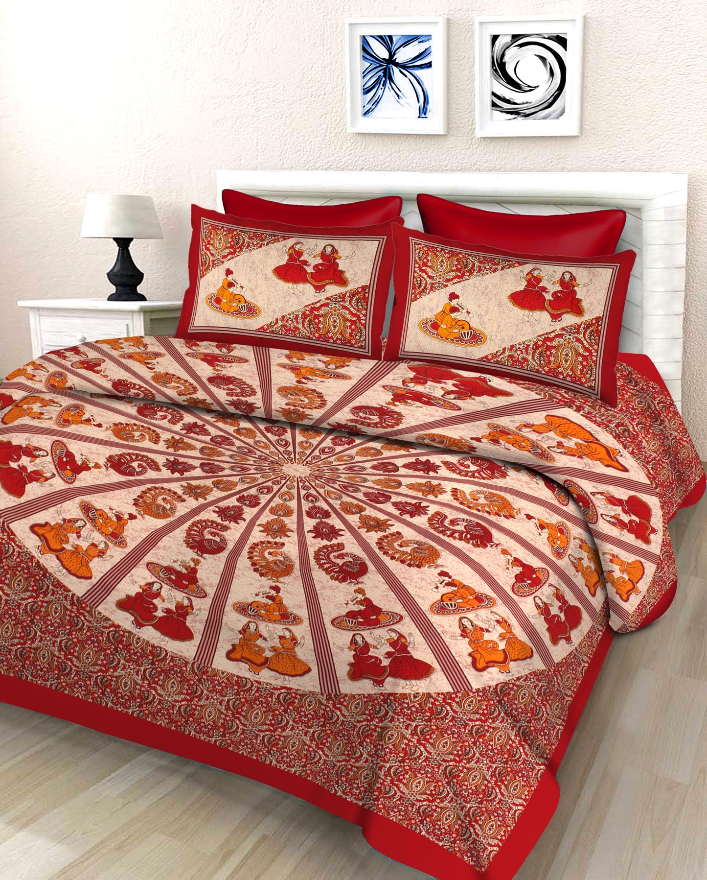 New collection Doll And Teda Mor 100% Cotton King Size Bedsheet with 2 Pillow Cover Set
