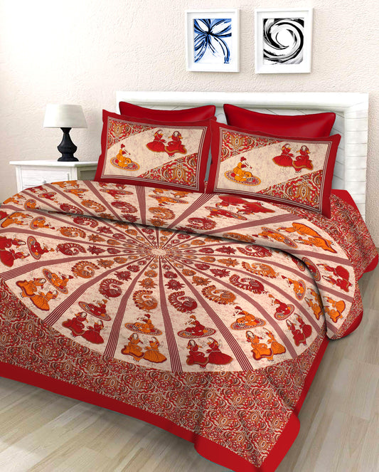 New collection Doll And Teda Mor 100% Cotton King Size Bedsheet with 2 Pillow Cover Set