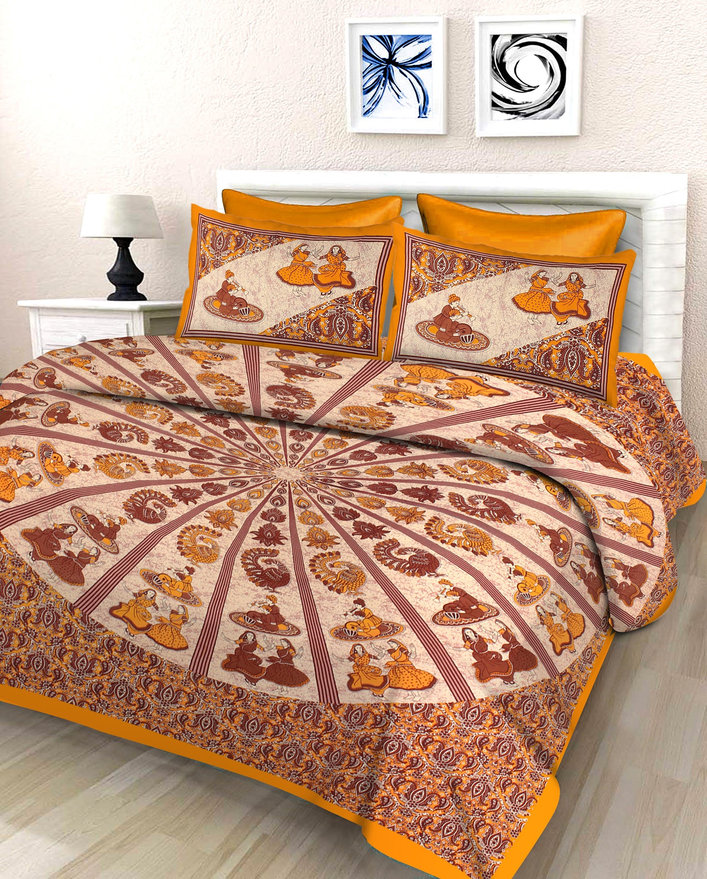 New collection Doll And Teda Mor 100% Cotton King Size Bedsheet with 2 Pillow Cover Set