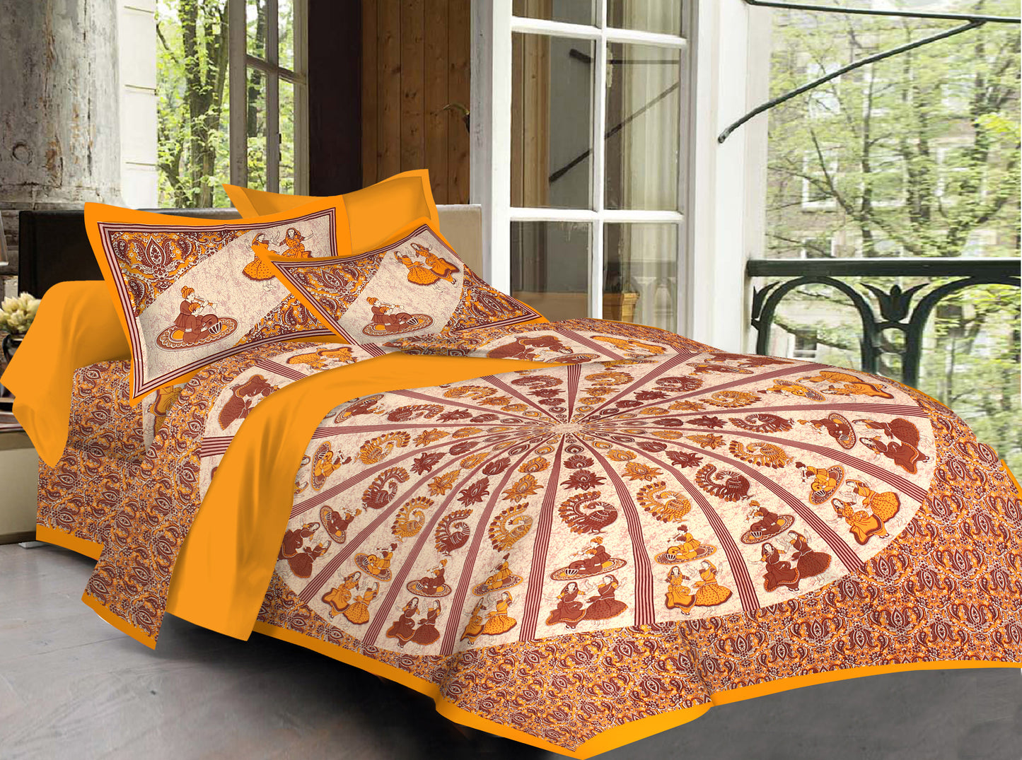 New collection Doll And Teda Mor 100% Cotton King Size Bedsheet with 2 Pillow Cover Set
