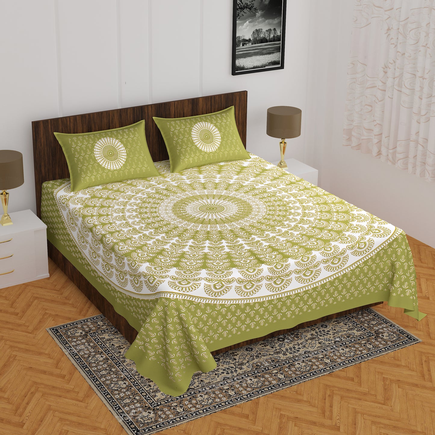 Trendy Bedsheet 100% Cotton Bedsheet 280-TC Cotton Queen Size Bedsheet With 2 Pillow Cover www.jaipurtohome.com