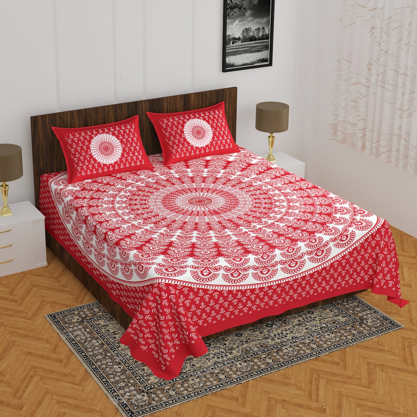 Trendy Bedsheet 100% Cotton Bedsheet 280-TC Cotton Queen Size Bedsheet With 2 Pillow Cover www.jaipurtohome.com