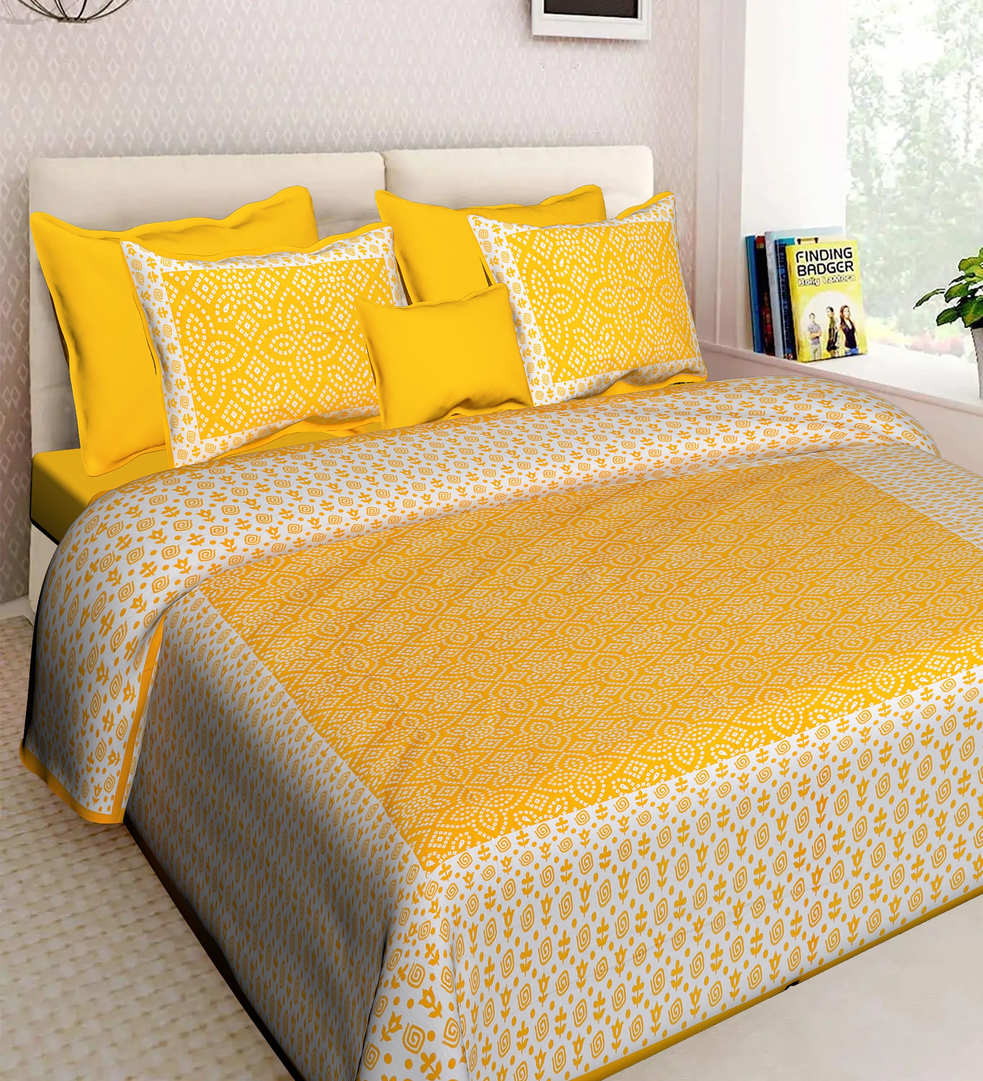 Jaipuri 100% Cotton Double Size Bedsheet With 2 Pillow Cover ( 280 TC ) JAIPUR PRINTS