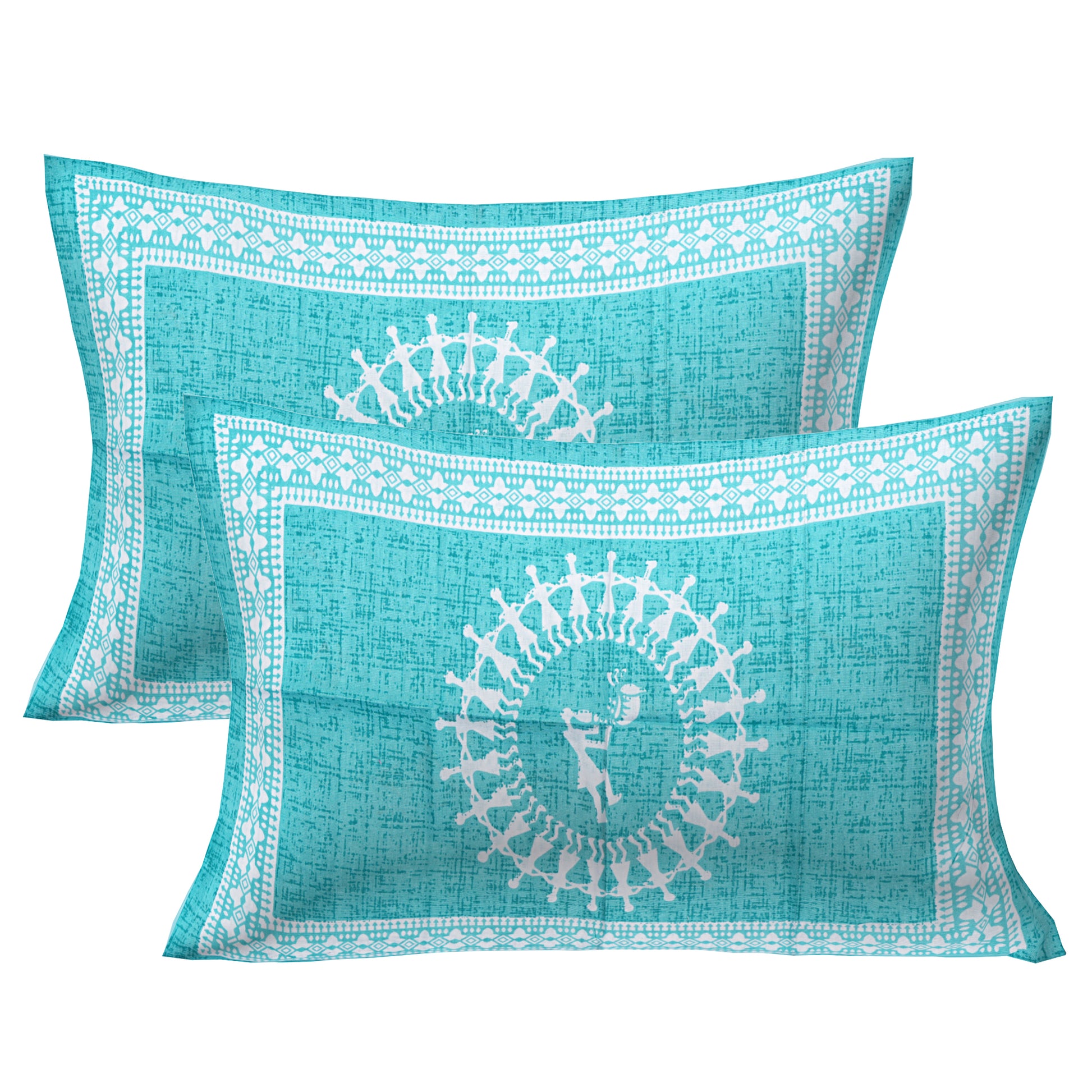 Jaipuri 100% Cotton Double Size Bedsheet with 2 Pillow Covers ( Sky Blue , 280 TC ) JAIPUR PRINTS