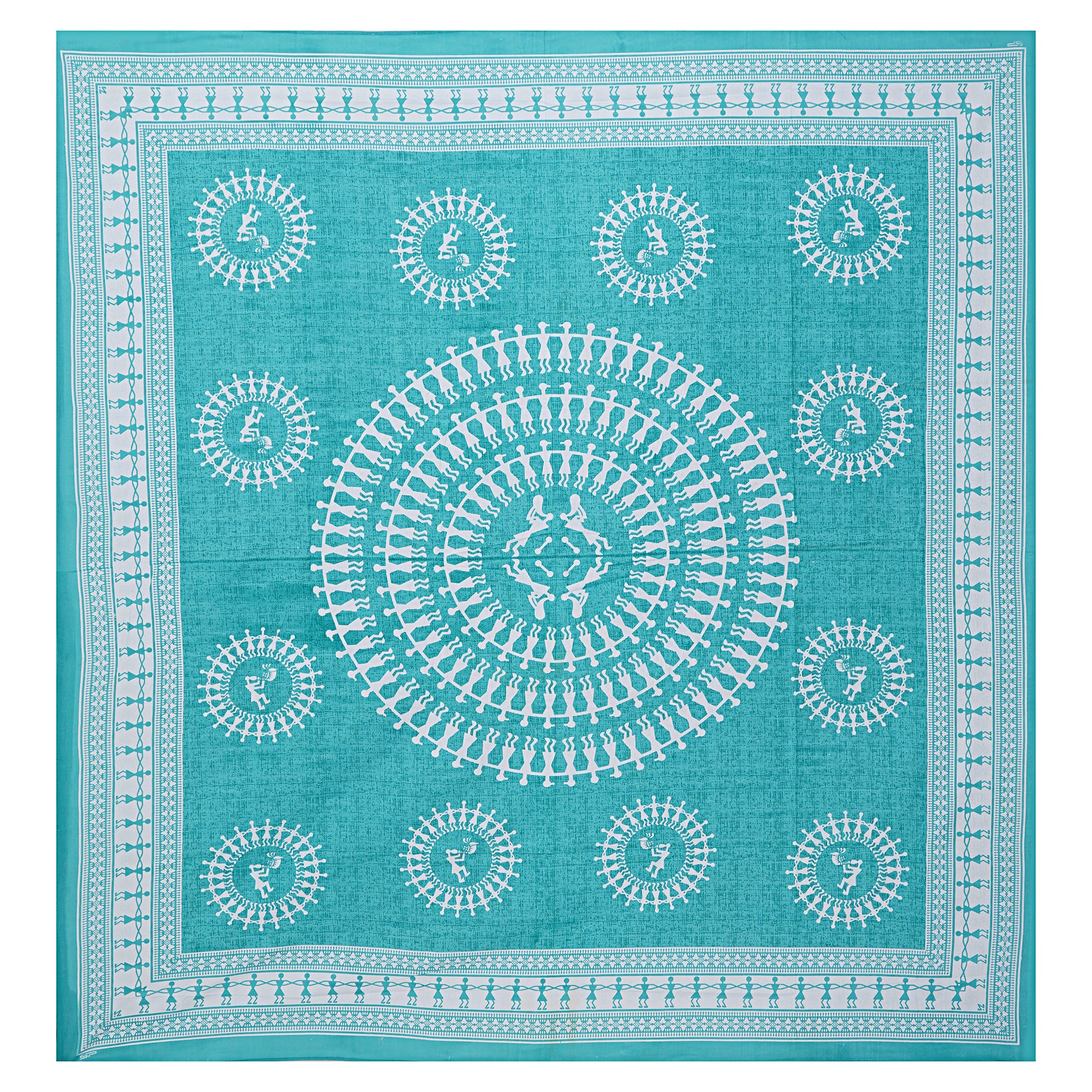 Jaipuri 100% Cotton Double Size Bedsheet with 2 Pillow Covers ( Sky Blue , 280 TC ) JAIPUR PRINTS