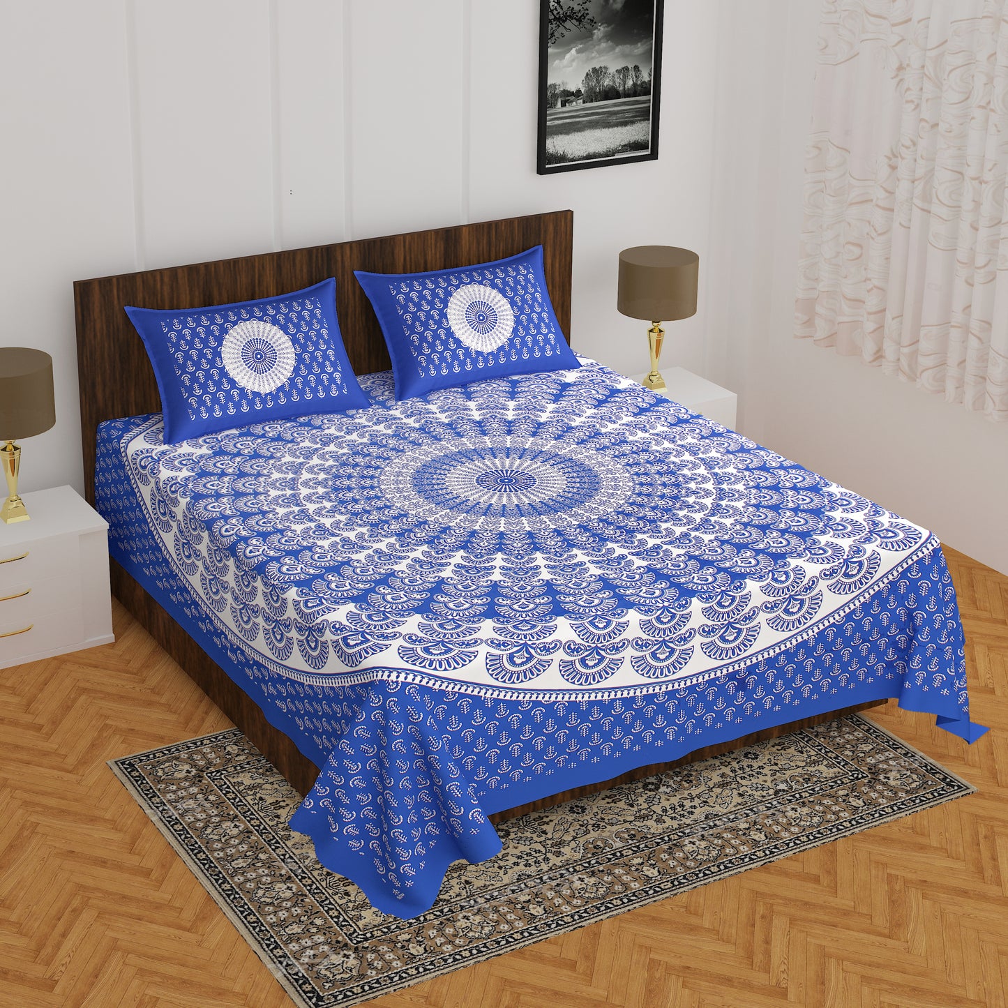 Trendy Bedsheet 100% Cotton Bedsheet 280-TC Cotton Queen Size Bedsheet With 2 Pillow Cover www.jaipurtohome.com