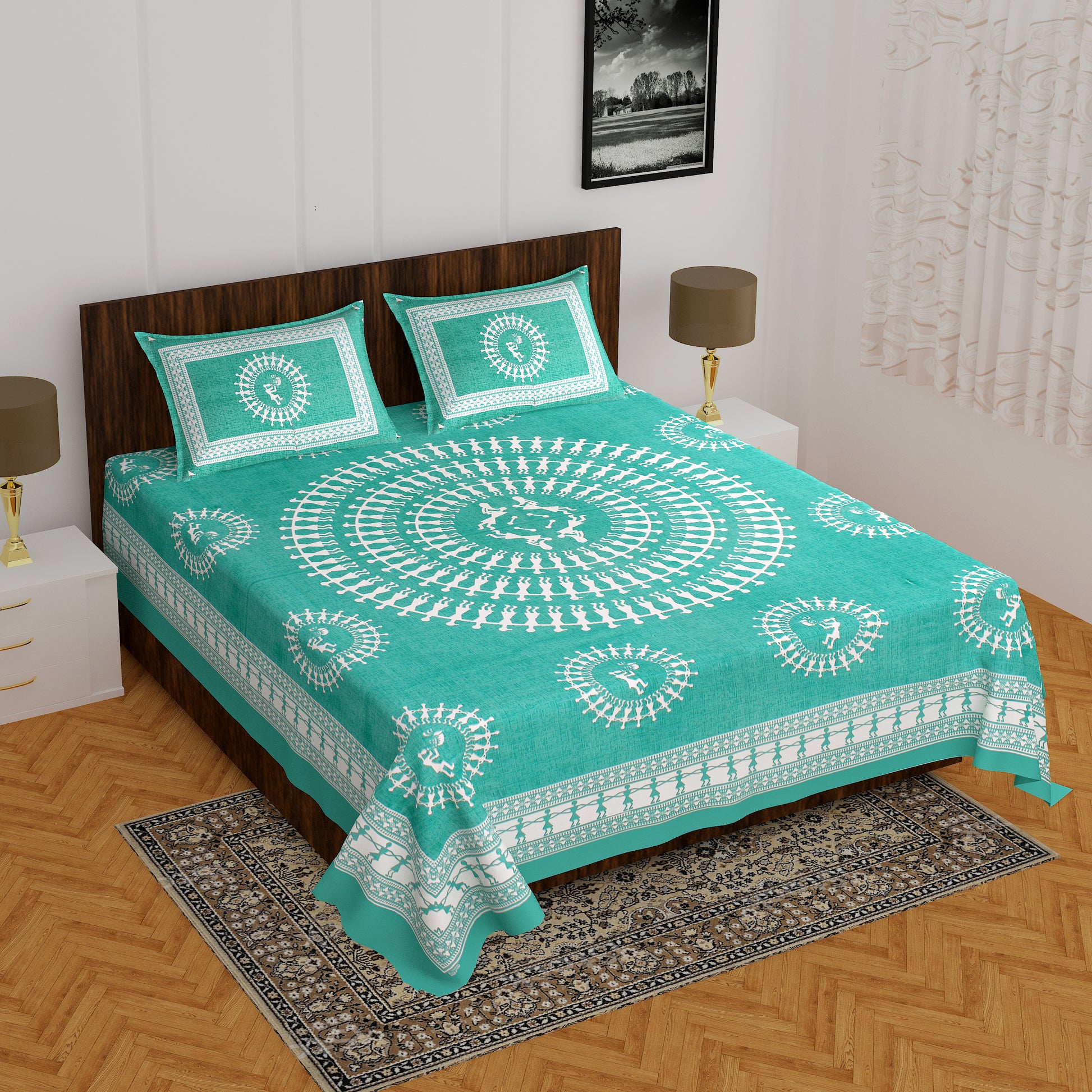 Trendy Bedsheet 100% Cotton Bedsheet 280-TC Cotton Queen Size Bedsheet With 2 Pillow Cover www.jaipurtohome.com