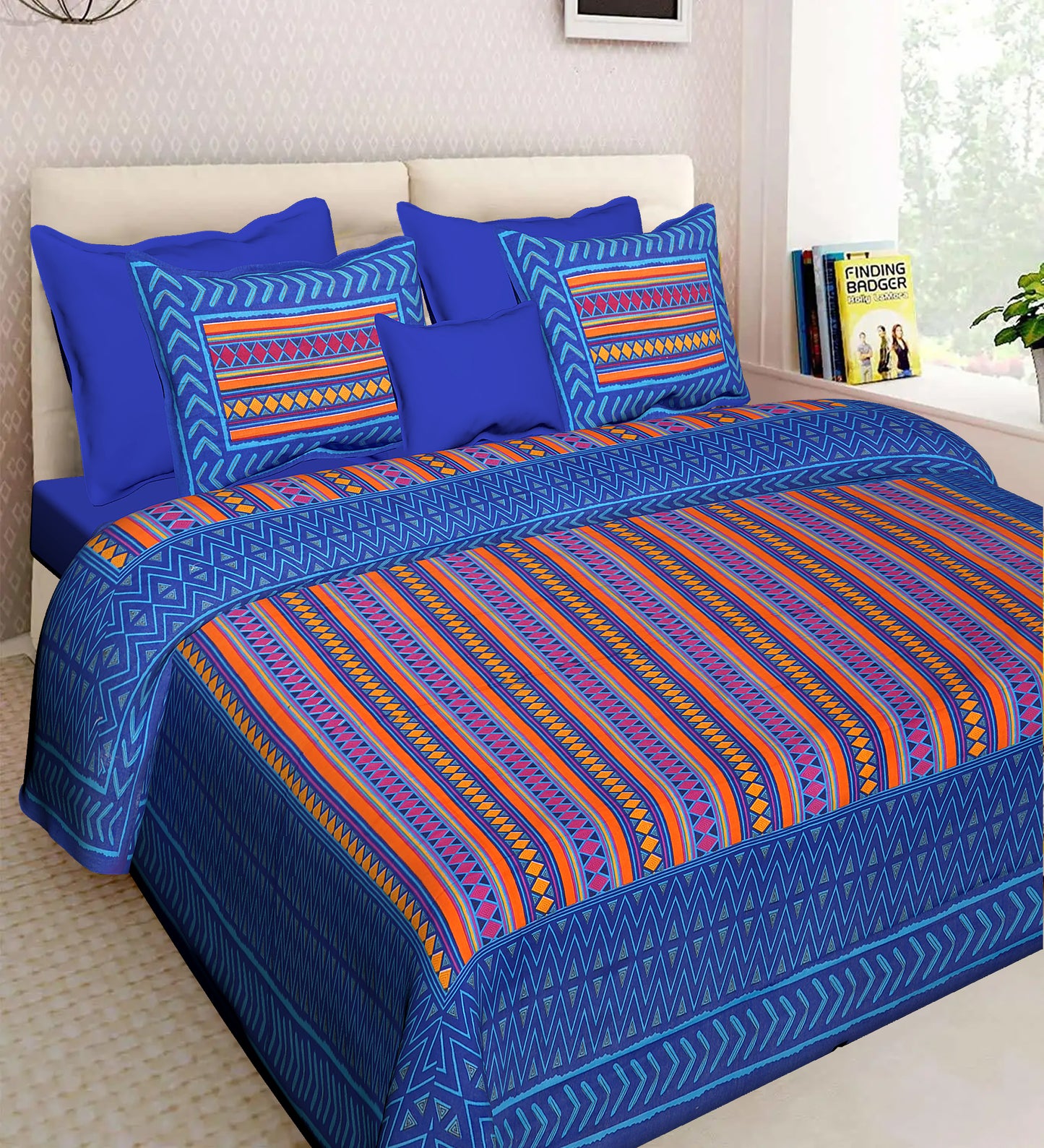 Jaipuri 100% Cotton Double Size Bedsheet with 2 Pillow Covers ( 280 TC ) JAIPUR PRINTS