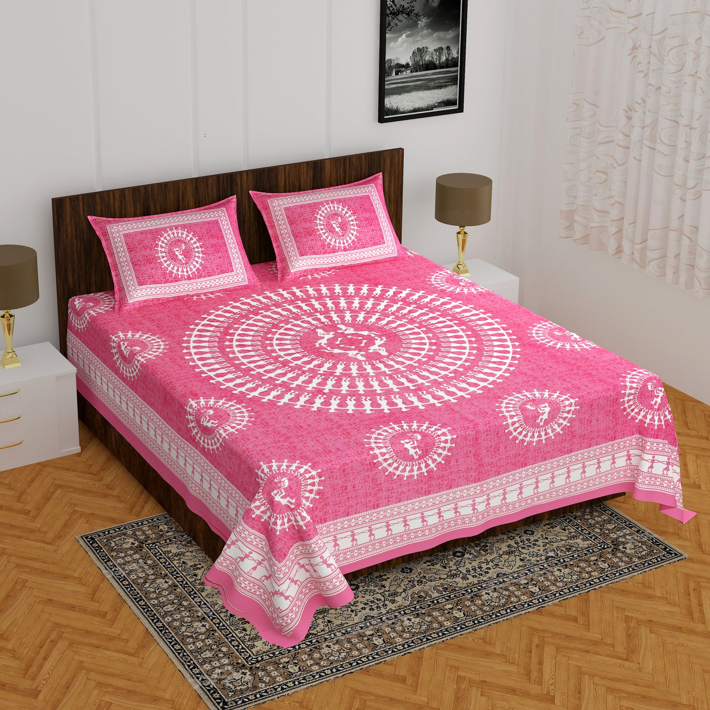 Trendy Bedsheet 100% Cotton Bedsheet 280-TC Cotton Queen Size Bedsheet With 2 Pillow Cover www.jaipurtohome.com