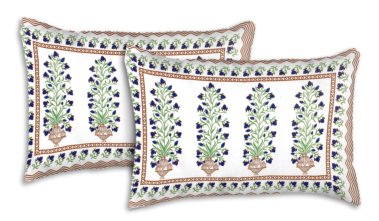 Jaipuri Bedsheet 100% Cotton Rajasthani Traditional Super King Size Bedsheet with 2 Pillow Cover 100*108 www,JaipurToHome.com