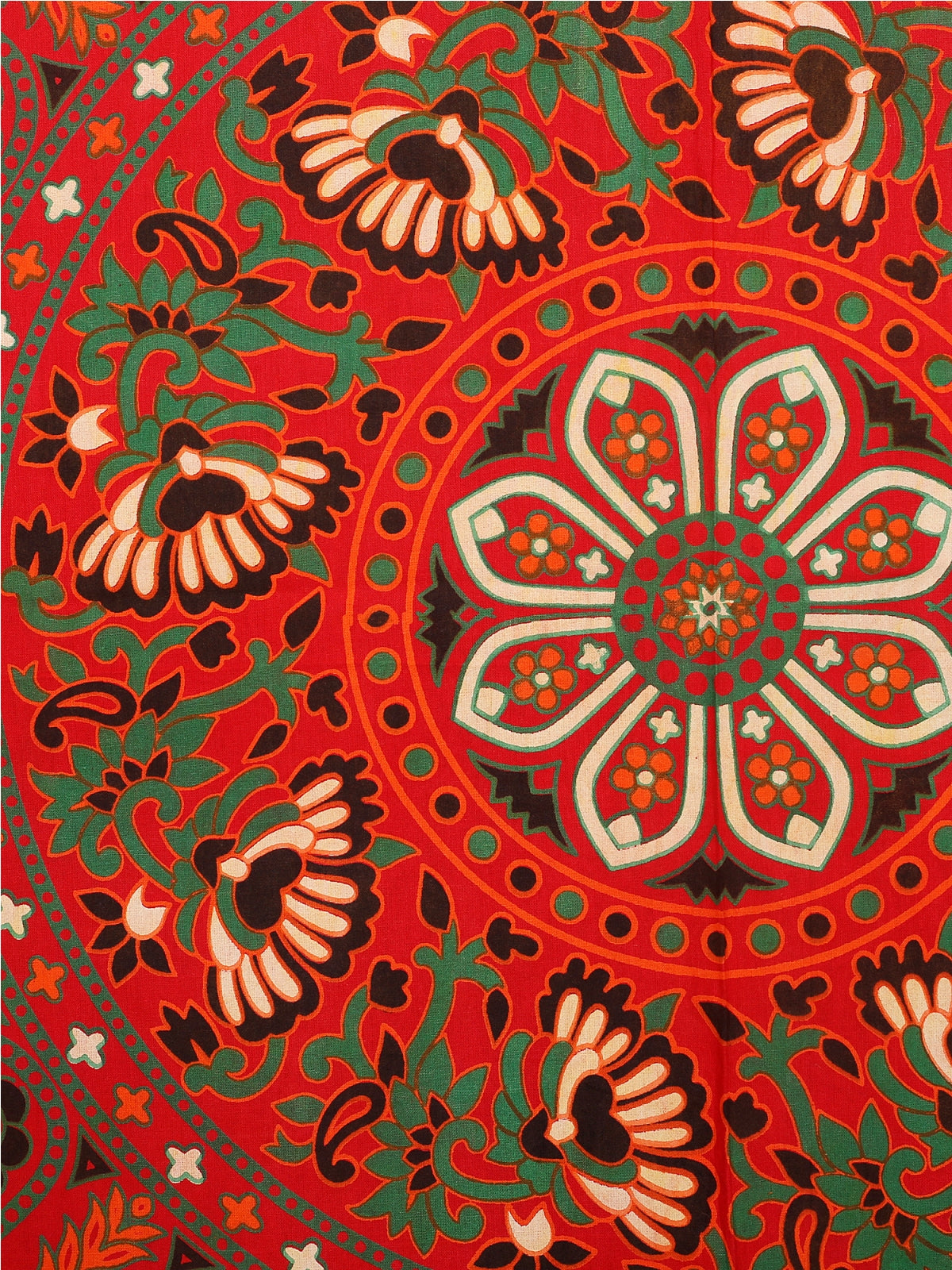 Red Mandala King Bedsheet Tapestry with 2 Pillow Covers JAIPUR PRINTS
