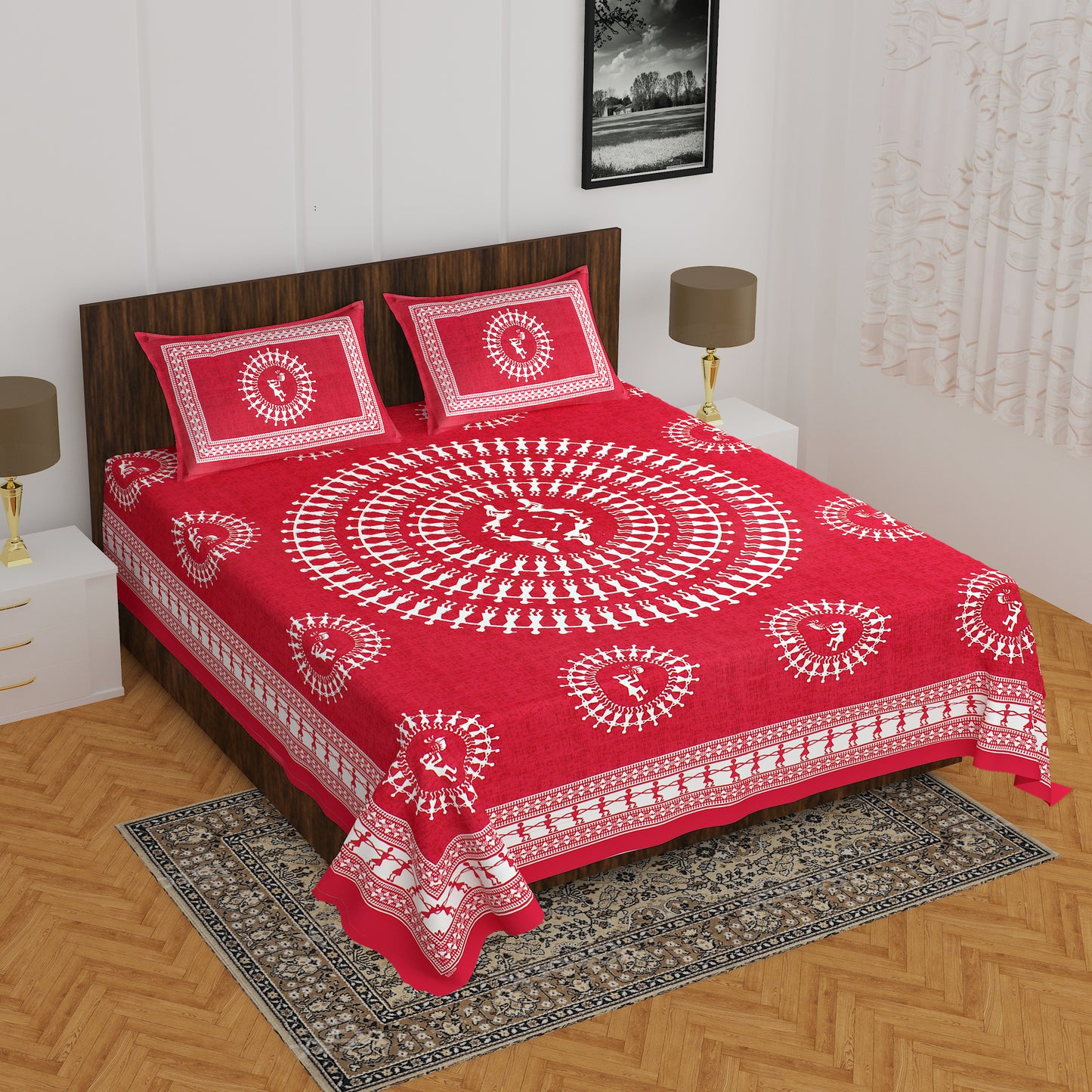 Trendy Bedsheet 100% Cotton Bedsheet 280-TC Cotton Queen Size Bedsheet With 2 Pillow Cover www.jaipurtohome.com