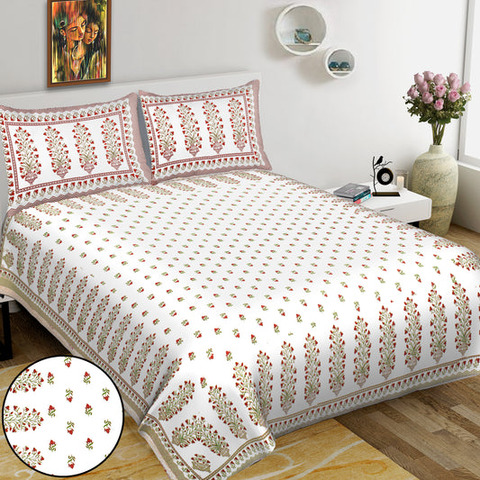 Jaipuri Bedsheet 100% Cotton Rajasthani Traditional Super King Size  Bedsheet with 2 Pillow Cover 100*108 www,JaipurToHome.com