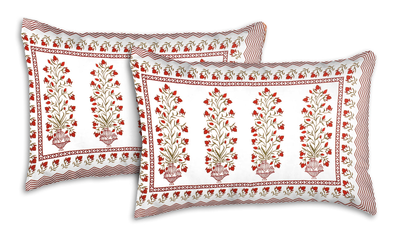 Jaipuri Bedsheet 100% Cotton Rajasthani Traditional Super King Size Bedsheet with 2 Pillow Cover 100*108 www,JaipurToHome.com