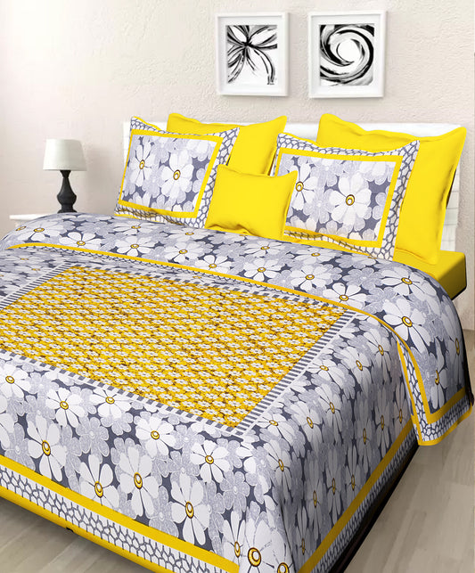 Jaipuri 100% Cotton Double Size Bedsheet ( Yellow 280 TC ) www.jaipurtohome.com