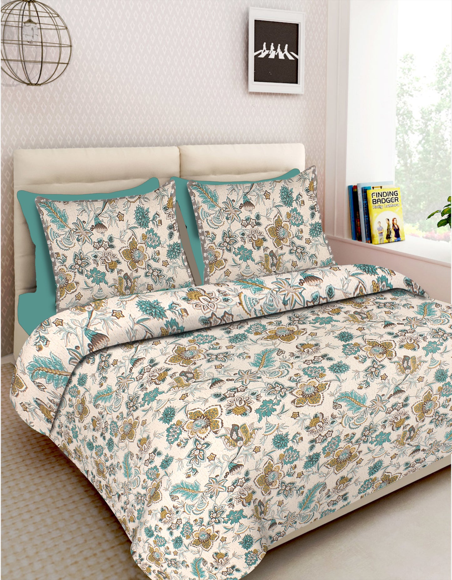 Jaipuri Bedsheet 100% Cotton Rajasthani Traditional Super King Size Bedsheet with 2 Pillow Cover 100*108 www,JaipurToHome.com