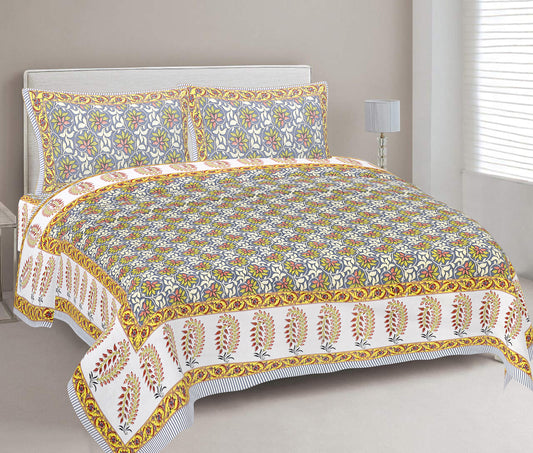 100% Cotton King Size Bedsheet with 2 Pillow Covers www.jaipurtohome.com