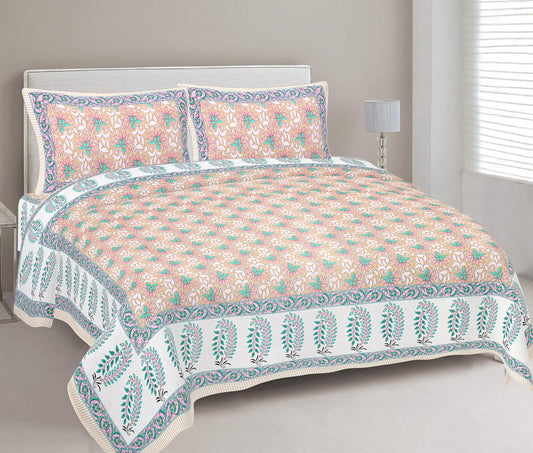 100% Cotton King Size Bedsheet with 2 Pillow Covers www.jaipurtohome.com