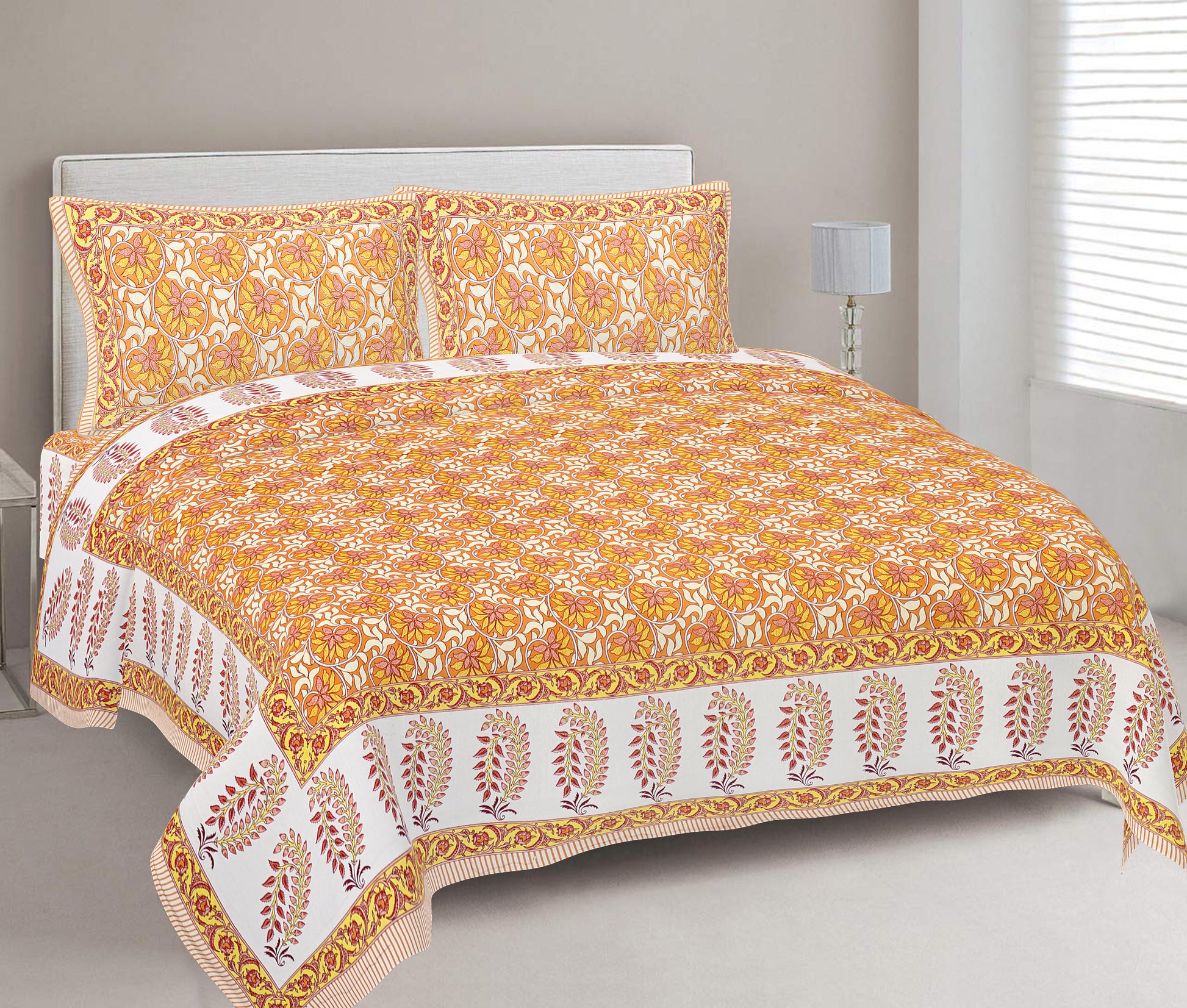 100% Cotton King Size Bedsheet with 2 Pillow Covers www.jaipurtohome.com