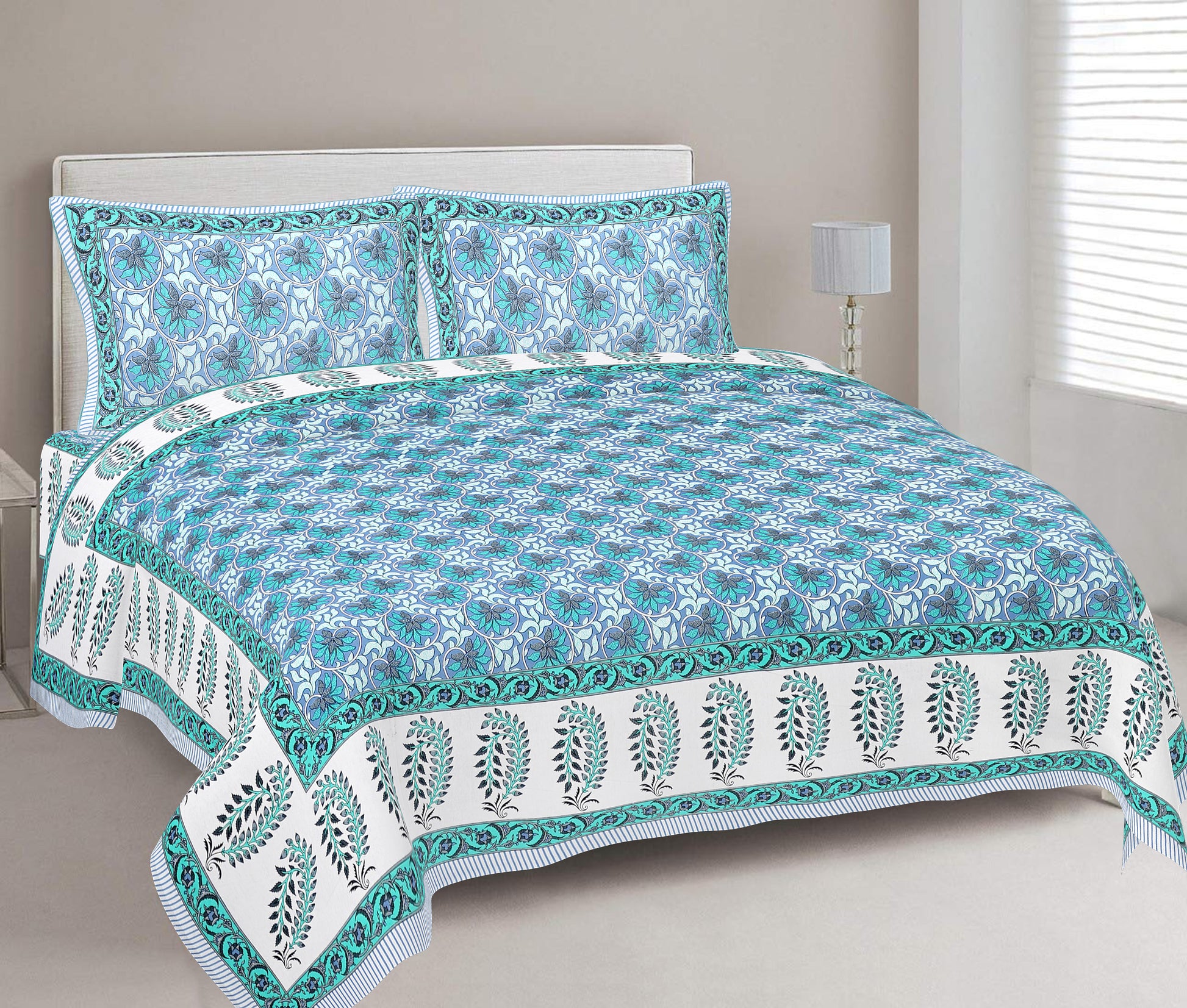 100% Cotton King Size Bedsheet with 2 Pillow Covers www.jaipurtohome.com