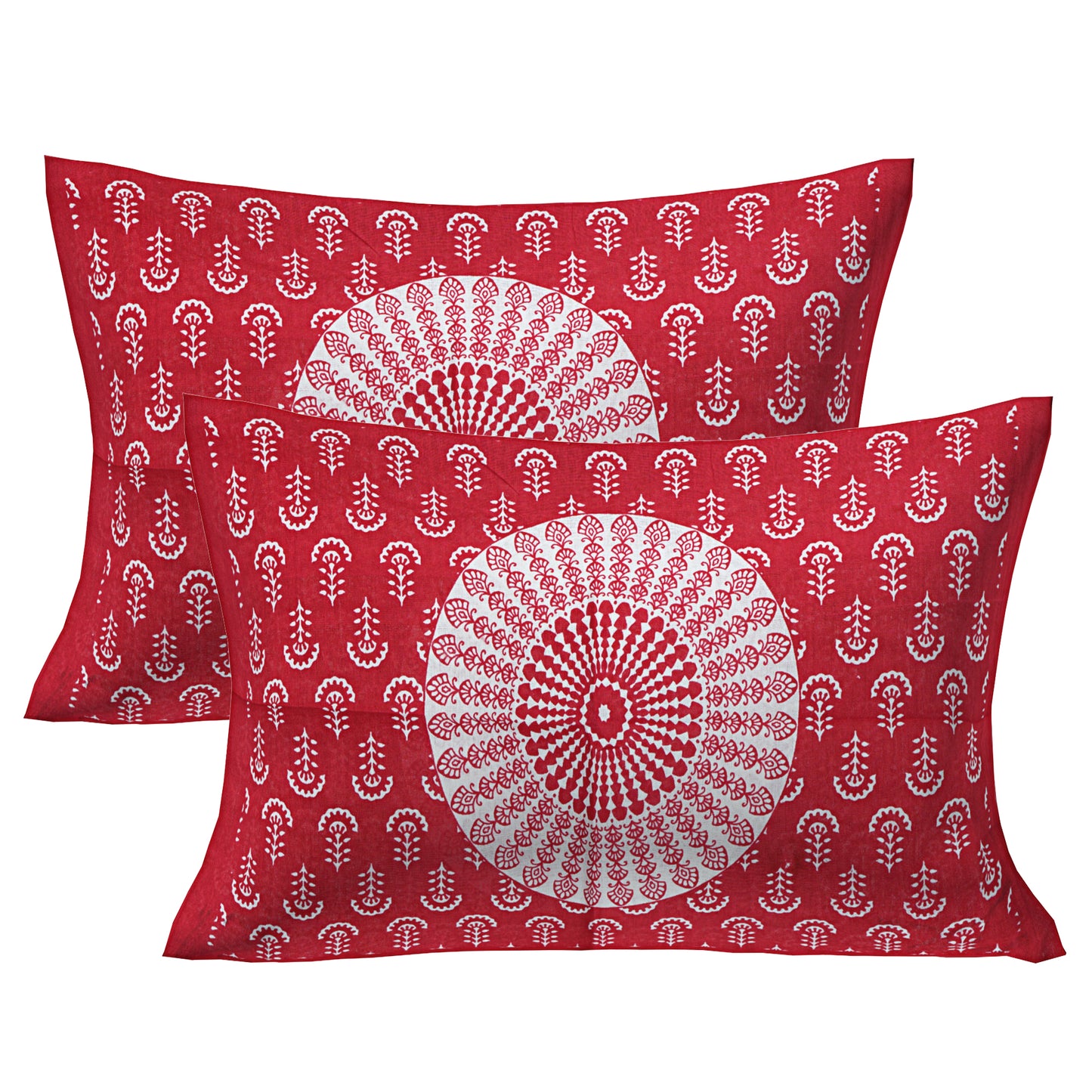 Jaipuri 100% Cotton Double Size Bedsheet ( Red , 280 TC) www.jaipurtohome.com