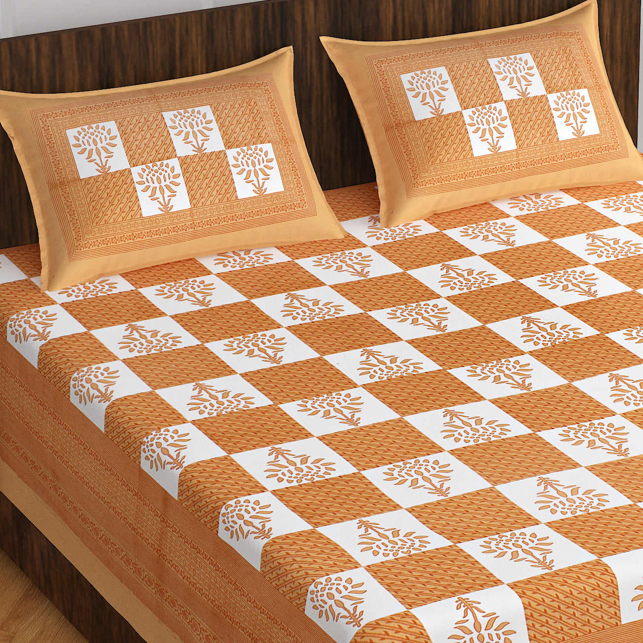 Jaipuri 100% Cotton Rajasthani Jaipuri Queen Size Bedsheet with 2 Pillow Cover. www.jaipurtohome.com