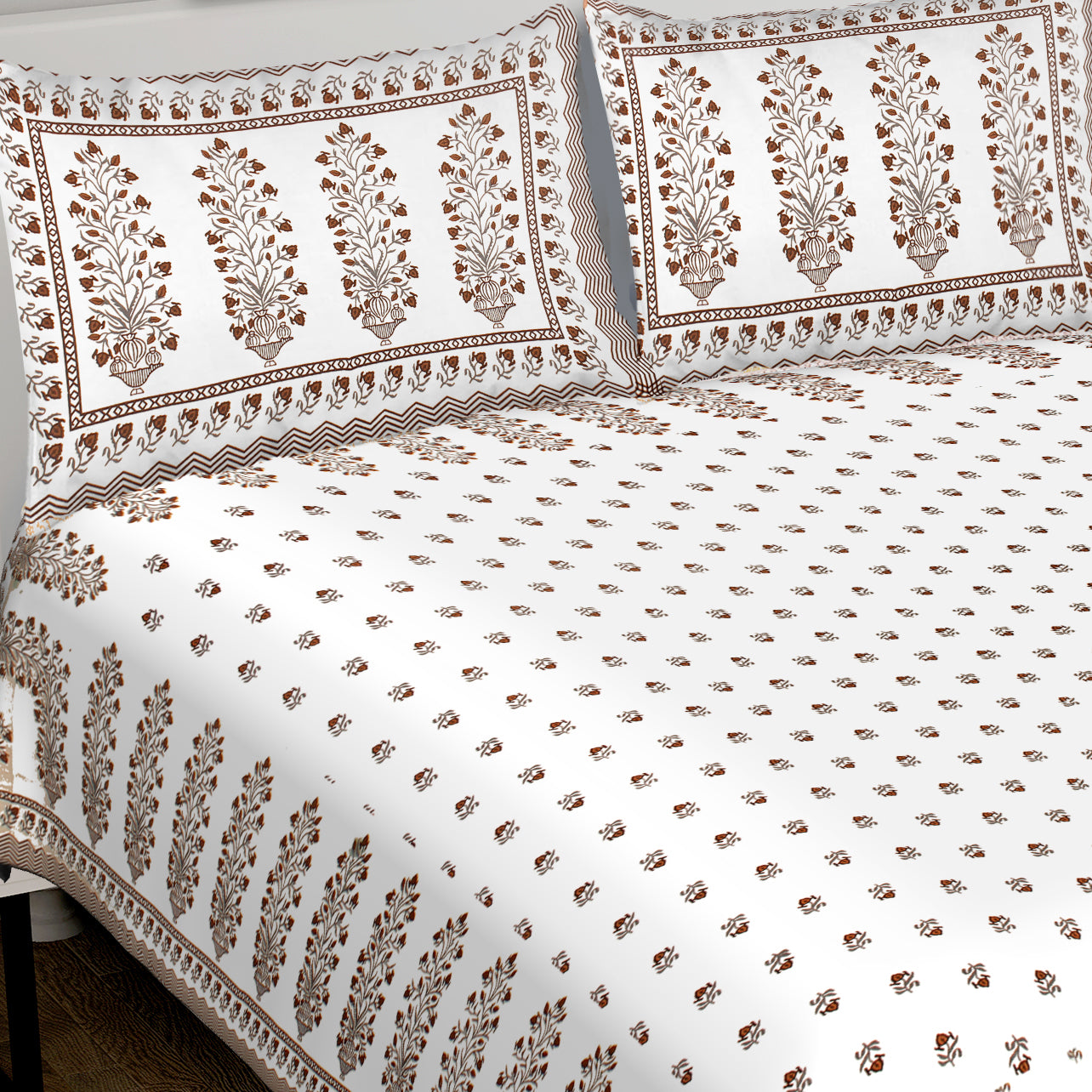 Jaipuri Bedsheet 100% Cotton Rajasthani Traditional Super King Size  Bedsheet with 2 Pillow Cover 100*108 www,JaipurToHome.com