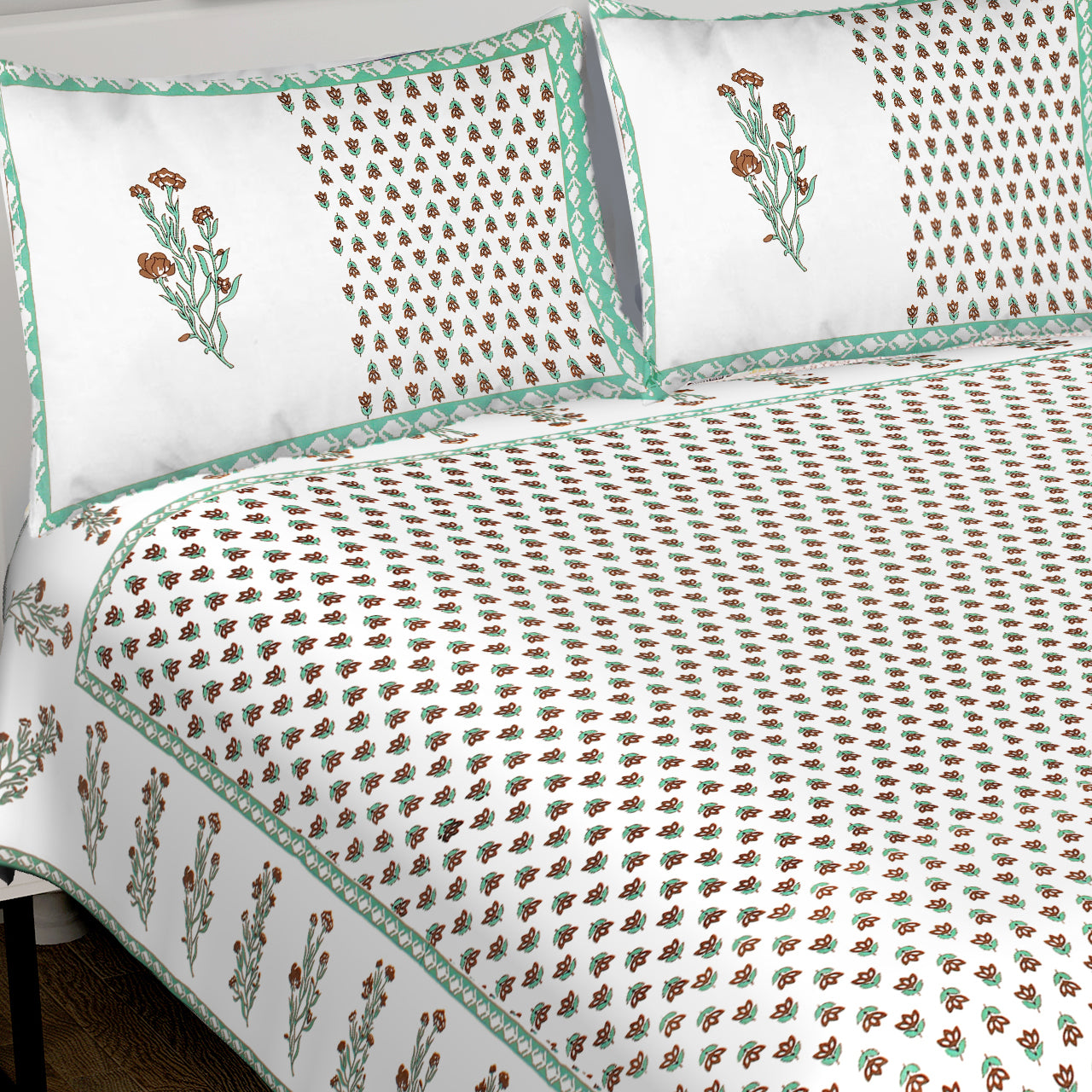 Jaipuri Bedsheet 100% Cotton Rajasthani Traditional Super King Size Bedsheet with 2 Pillow Cover 100*108 www,JaipurToHome.com