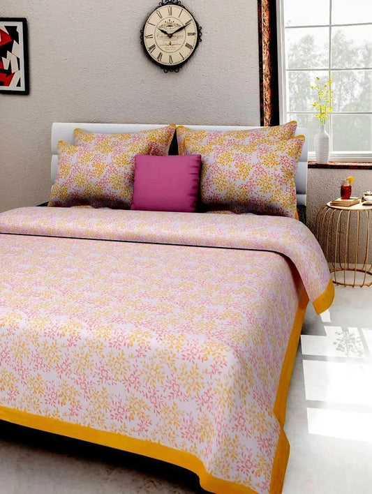 100% Cotton Rajasthani Jaipuri Traditional King Size Double Bed Bedsheet with 2 Pillow Covers - Multi www.jaipurtohome.com