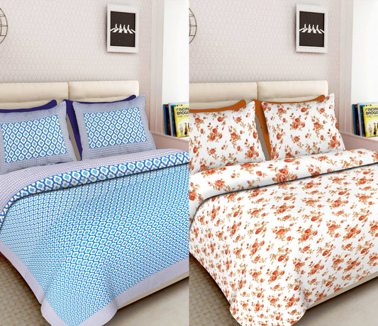 100% Cotton 100*108 Inch king Size Bedsheet Combo Pack www.jaipurtohome.com